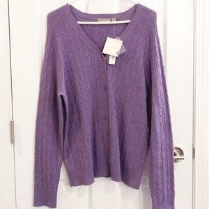 Croft & Barrow Heather Purple Button Down V Neck Cardigan Sweater, XL, NWT